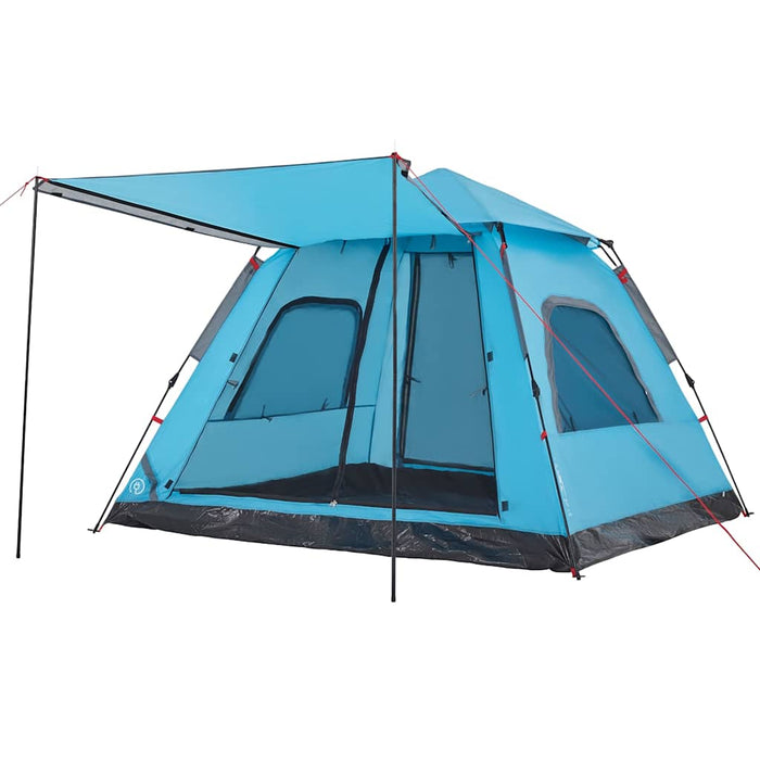 Cort de camping Dome pentru 5 persoane, cu eliberare rapidă albastră