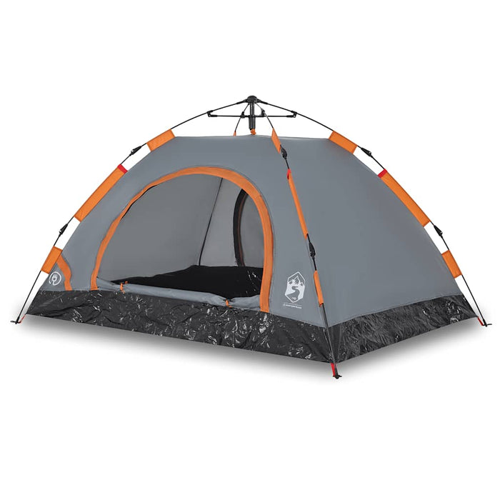 Camping Tent 3-Person Grey and Orange Quick Release