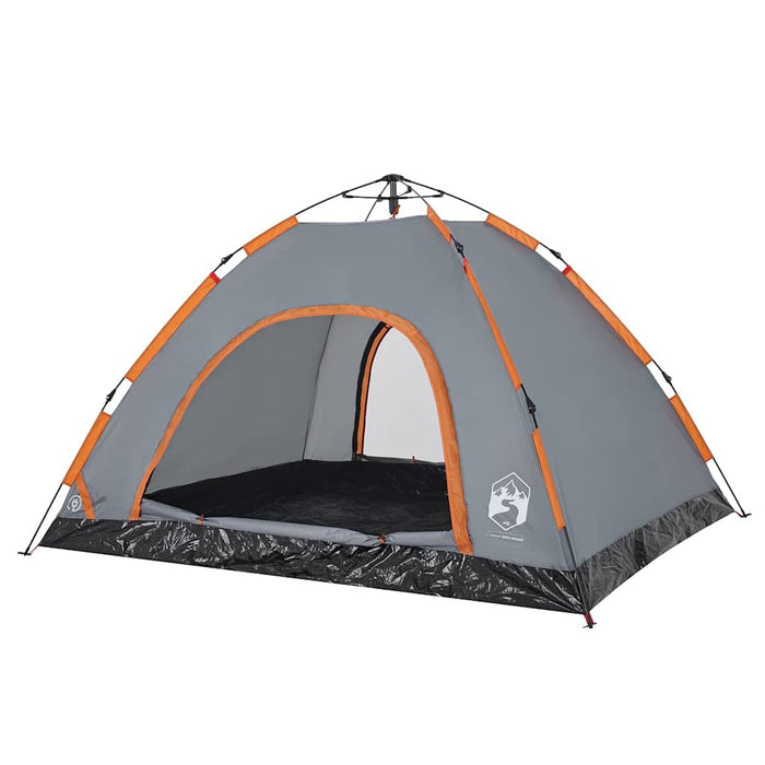 Camping Tent 4-Person Grey and Orange Quick Release