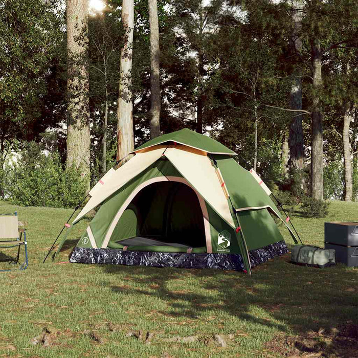 Cort de camping Dome pentru 3 persoane, cu eliberare rapidă, verde