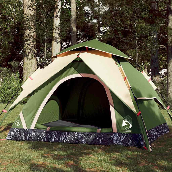 Cort de camping Dome pentru 3 persoane, cu eliberare rapidă, verde