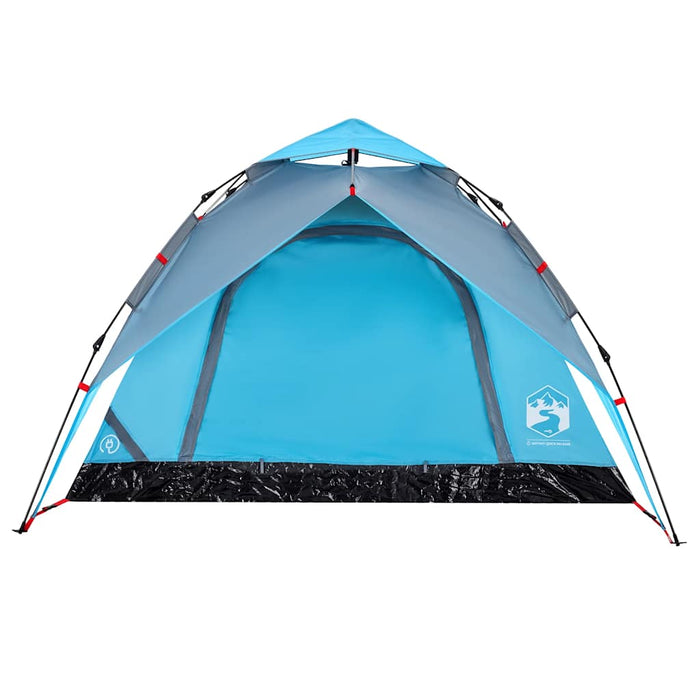 Cort de camping Dome pentru 4 persoane, cu eliberare rapidă albastră