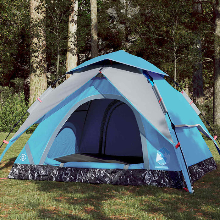 Cort de camping Dome pentru 4 persoane, cu eliberare rapidă albastră