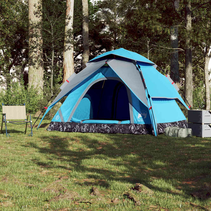 Cort de camping Dome pentru 5 persoane, cu eliberare rapidă albastră