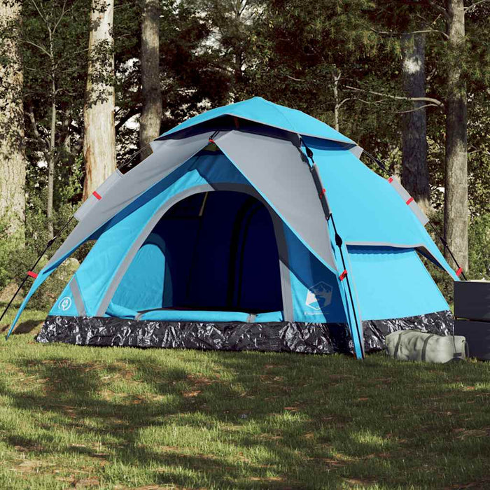 Cort de camping Dome pentru 5 persoane, cu eliberare rapidă albastră