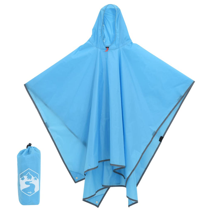 Rain Poncho with Hood 2-in-1 Design Blue 223x145 cm