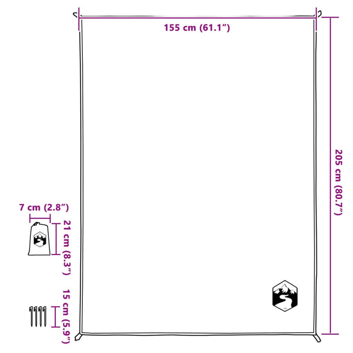 Picnic Blanket with Pegs Green 205x155 cm