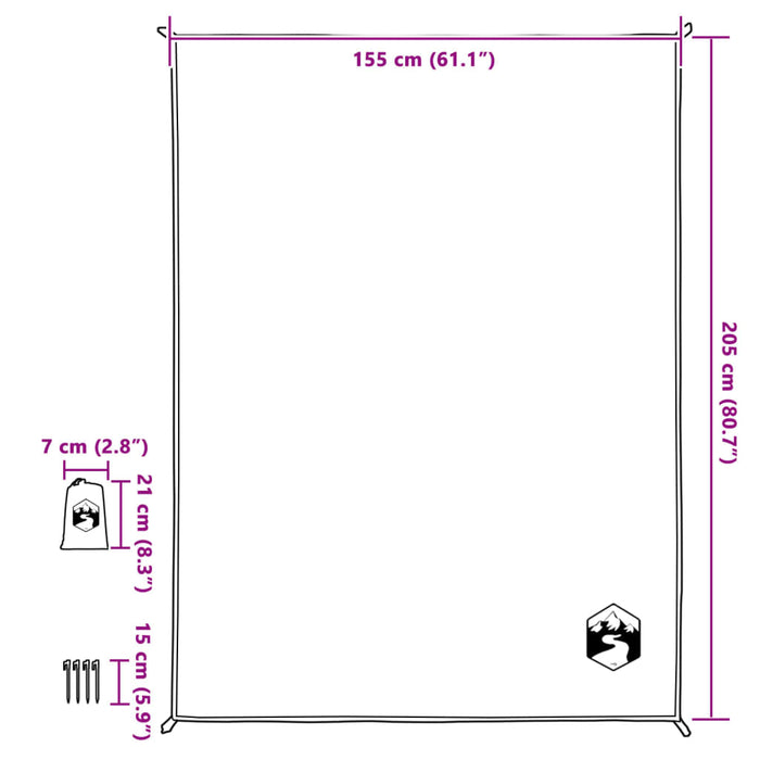 Picnic Blanket with Pegs Grey and Orange 205x155 cm