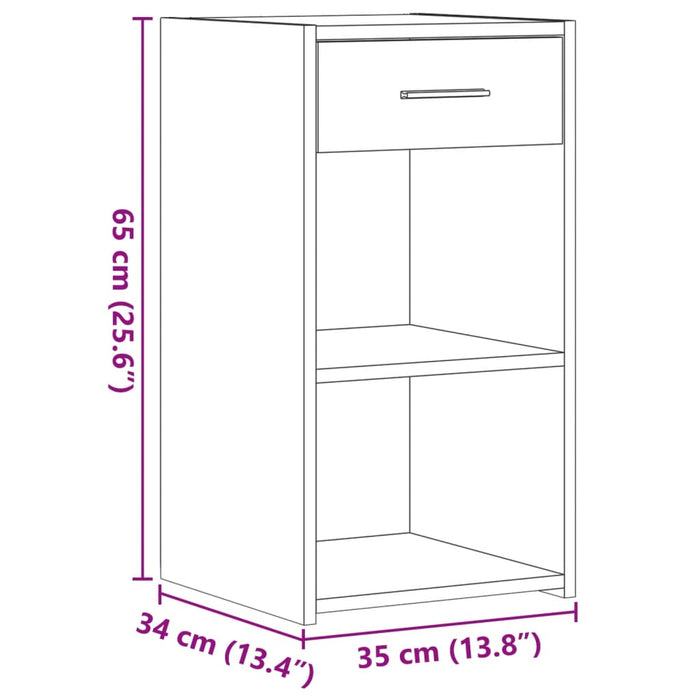 Нощно шкафче Бяло 35x34x65 см Инженерно дърво