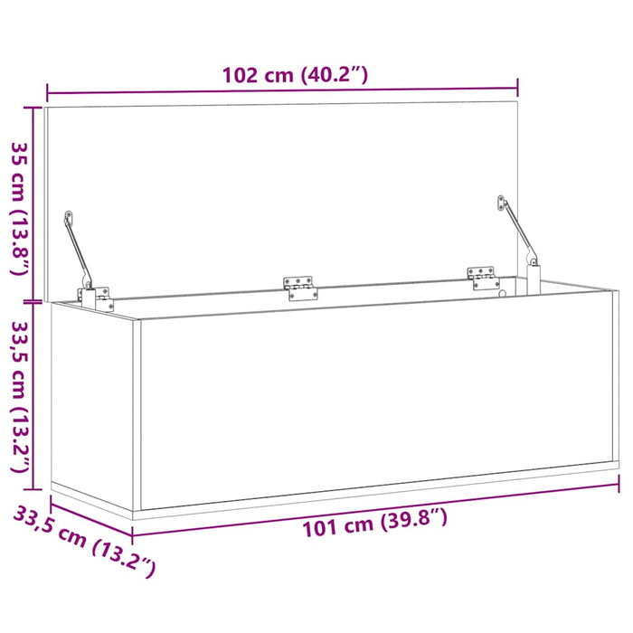 Кутия за съхранение дъб сонома 102x35x35 см инженерно дърво