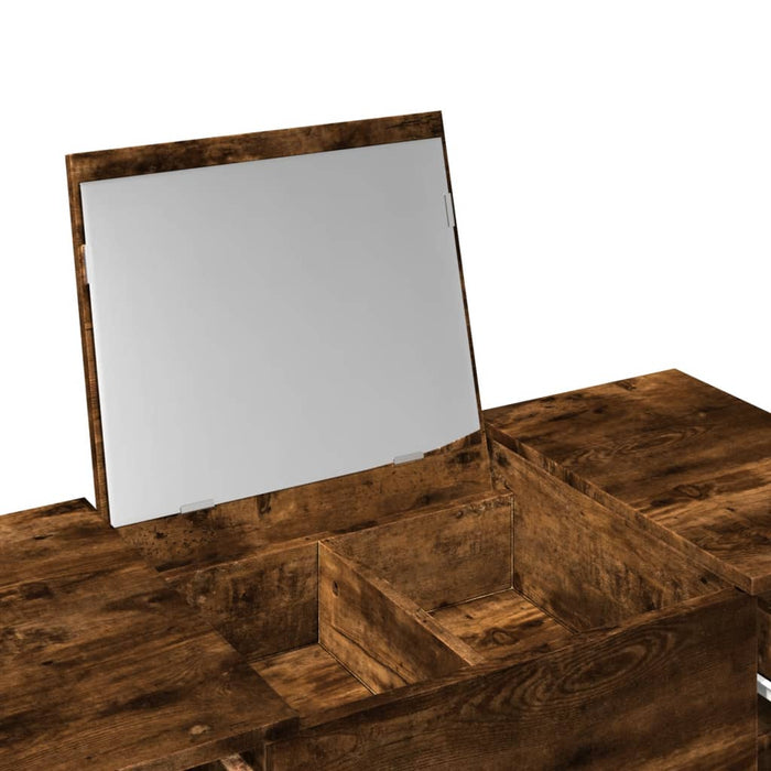 Dressing Table with Mirror Smoked Oak 100x45x76 cm