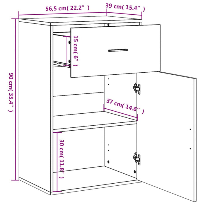 Шкаф за съхранение кафяв дъб 56,5x39x90 см инженерно дърво