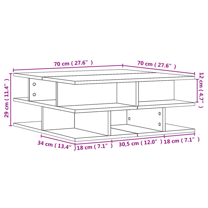 Coffee Table Concrete Grey 70x70x29 cm Engineered Wood