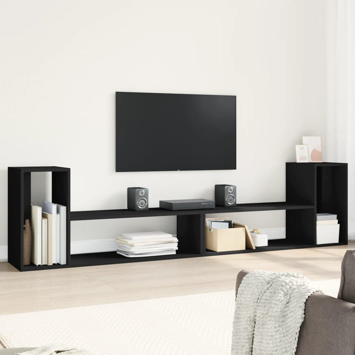 TV Cabinets 2 pcs Black 100x30x50 cm Engineered Wood