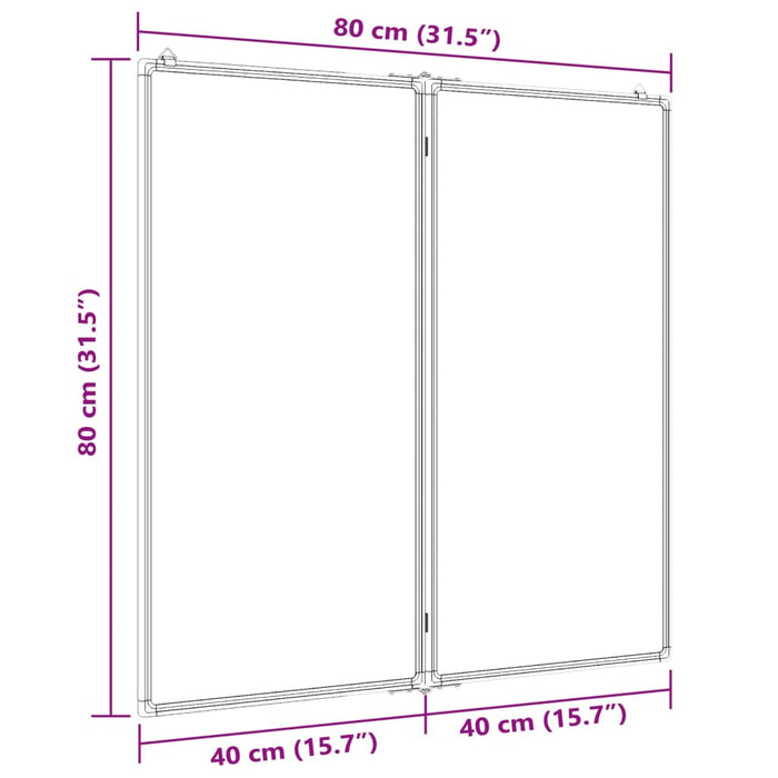 Magnetic Whiteboard Foldable 80x80x1.7 cm Aluminium