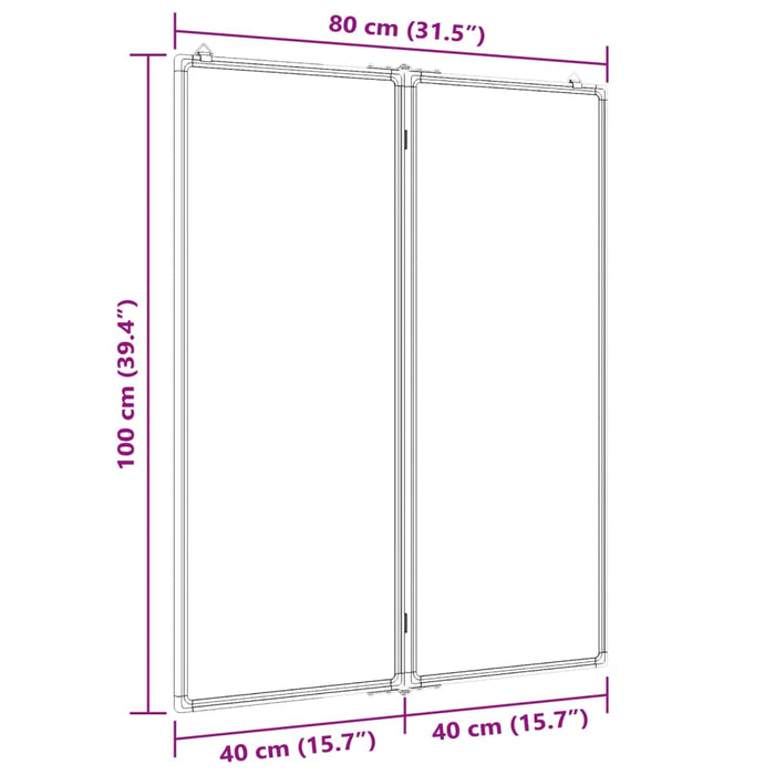 Magnetic Whiteboard Foldable 80x100x1.7 cm Aluminium