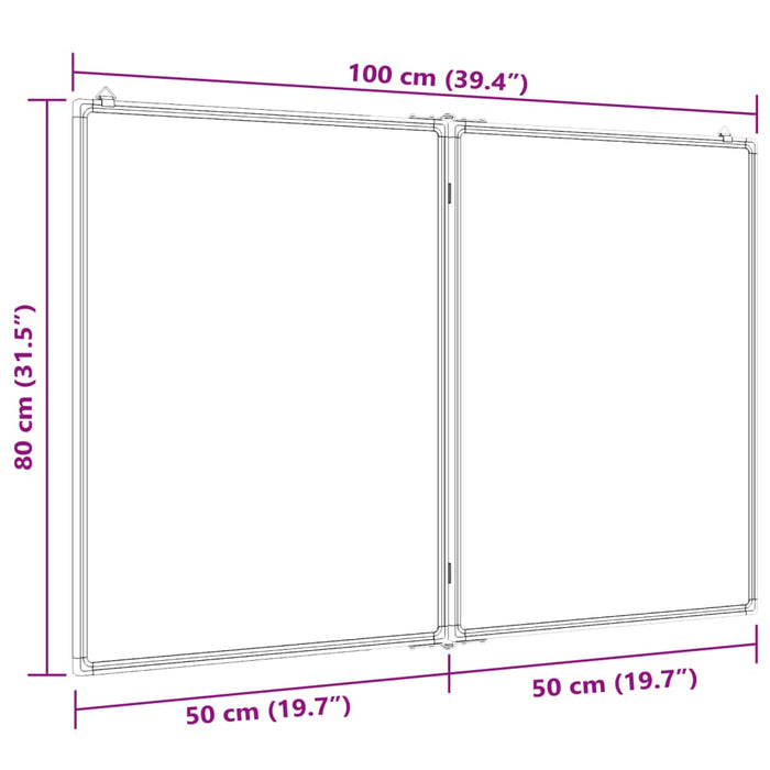 Magnetic Whiteboard Foldable 100x80x1.7 cm Aluminium