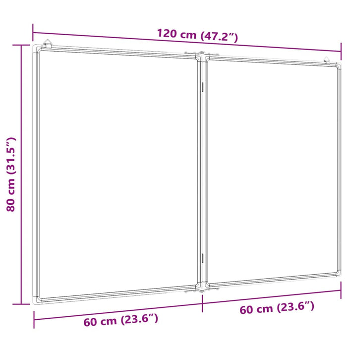 Magnetic Whiteboard Foldable 120x80x1.7 cm Aluminium