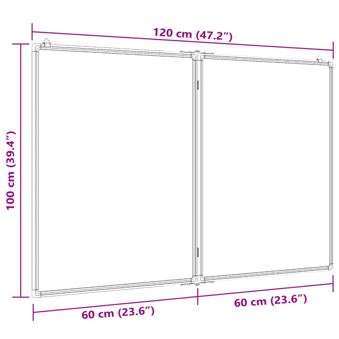 Magnetic Whiteboard Foldable 120x100x1.7 cm Aluminium