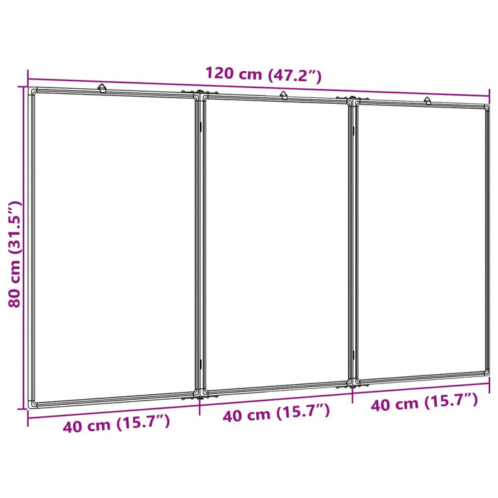 Magnetic Whiteboard Foldable 120x80x1.7 cm Aluminium