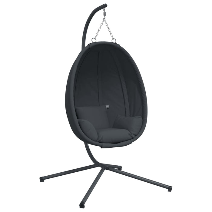 Hanging Egg Chair with Stand Anthracite Fabric and Steel