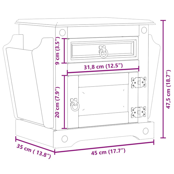 Нощно Шкафче Corona 45x35x47.5 см. Бор масив