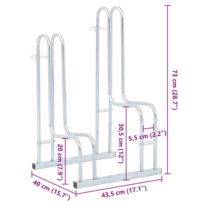 Suport de biciclete pentru 2 biciclete Otel galvanizat independent