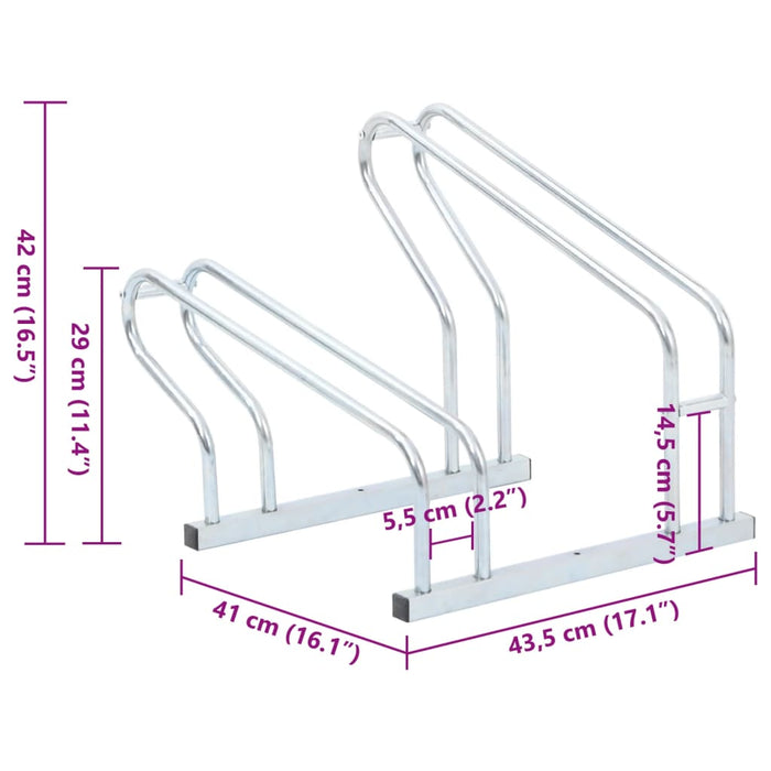 Bicycle Stand for 2 Bikes Floor Freestanding Galvanised Steel