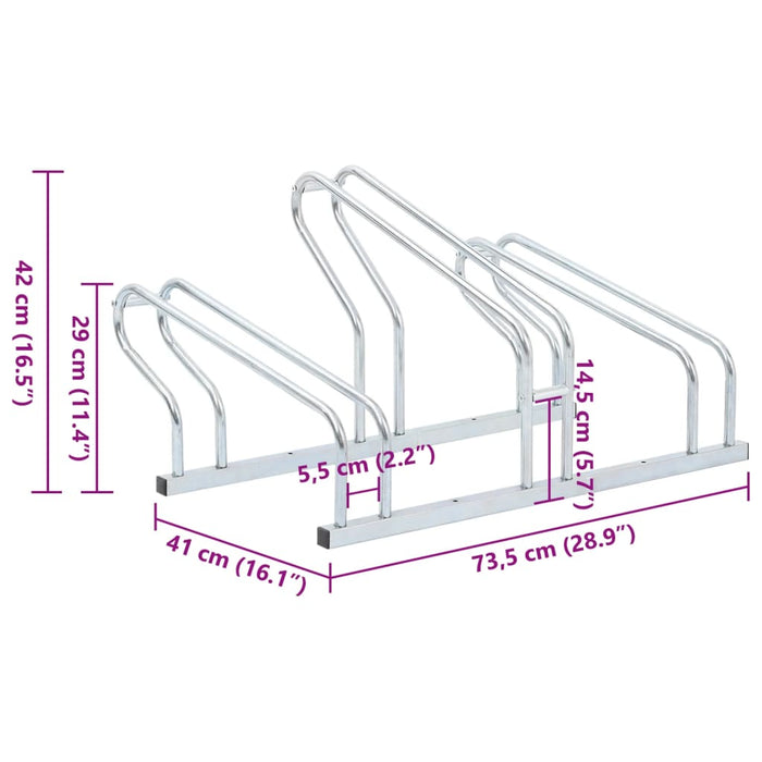 Bicycle Stand for 3 Bikes Floor Freestanding Galvanised Steel