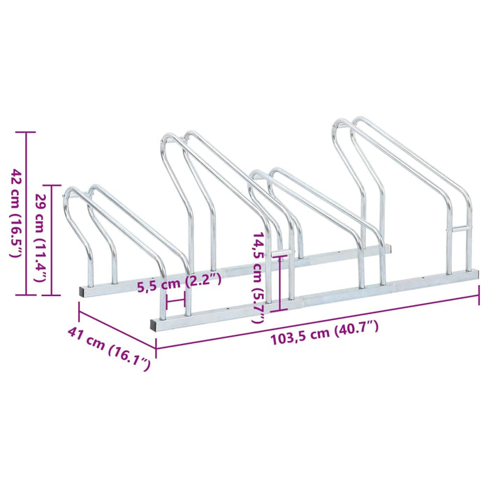 Bicycle Stand for 4 Bikes Floor Freestanding Galvanised Steel