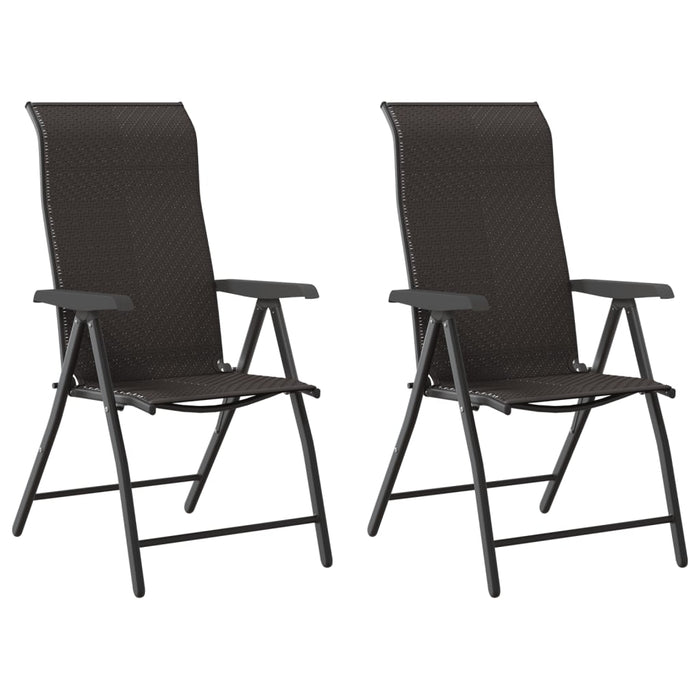 Scaune Rabatabile De Gradina 2 buc Black Coffee Poly Rattan