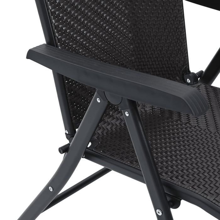 Scaune Rabatabile De Gradina 2 buc Black Coffee Poly Rattan