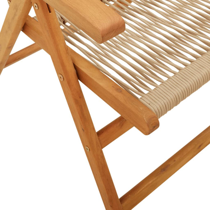 Reclining Garden Chairs 6 pcs Beige Solid Wood Acacia