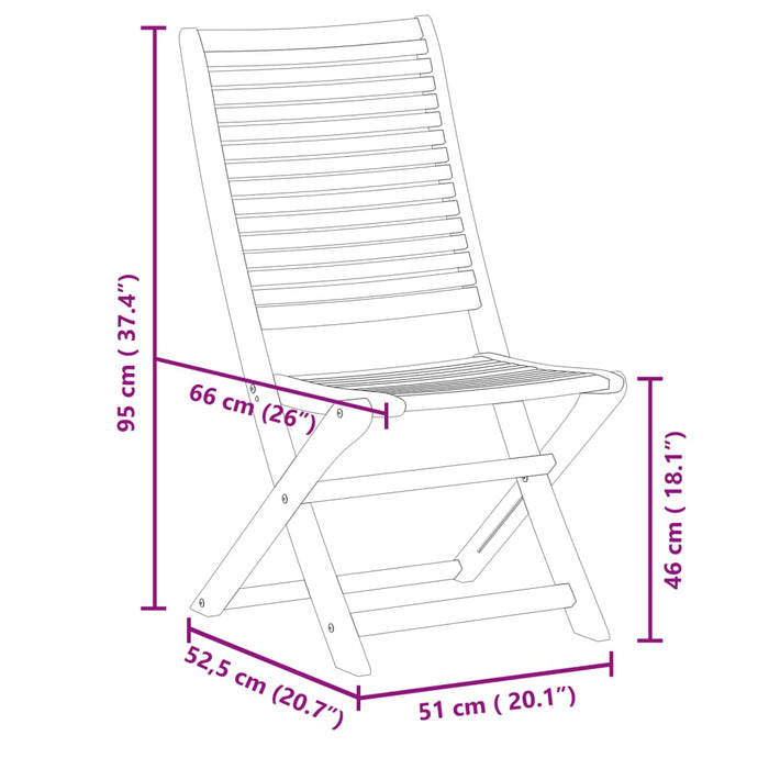 Folding Garden Chairs 6 pcs 51x66x95 cm Solid Wood Acacia