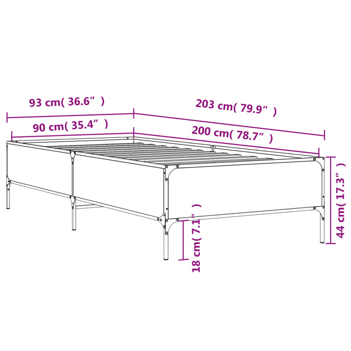 Bed Frame without Mattress Black 90x200 cm