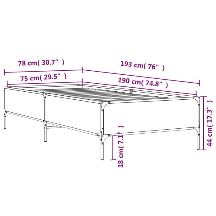 Bed Frame without Mattress Black 75x190 cm Small Single