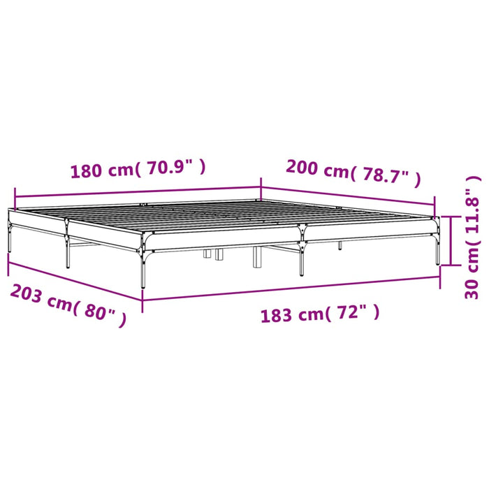 Bed Frame without Mattress Sonoma Oak 180x200 cm Super King