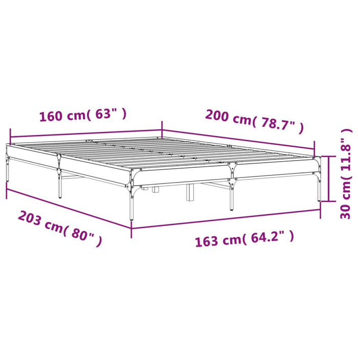 Bed Frame without Mattress Black 160x200 cm