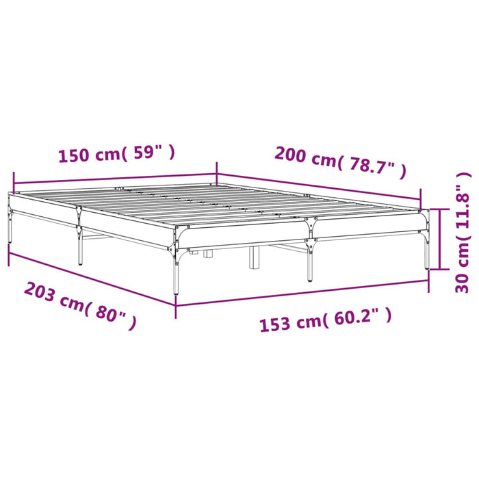 Bed Frame without Mattress Brown Oak 150x200 cm King Size