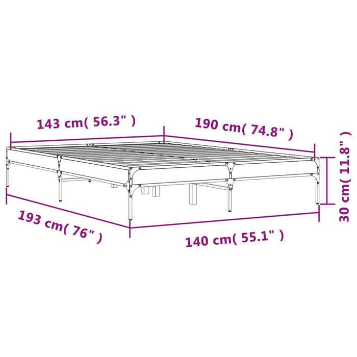 Bed Frame without Mattress Sonoma Oak 140x190 cm