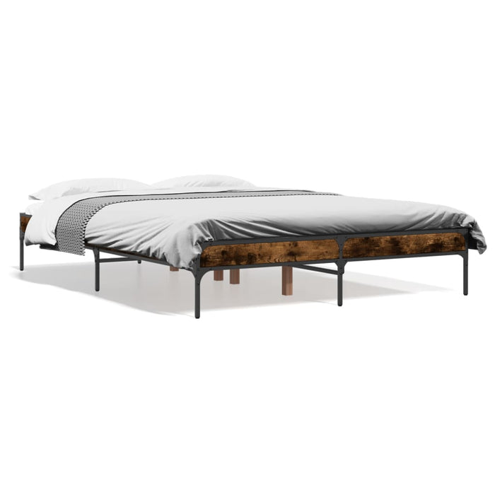 Bed Frame without Mattress Smoked Oak 135x190 cm Double