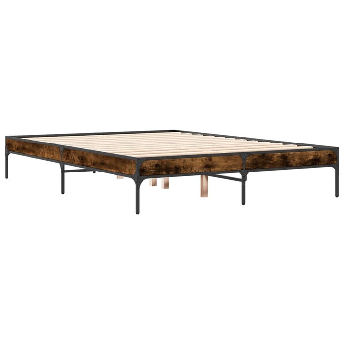 Bed Frame without Mattress Smoked Oak 135x190 cm Double