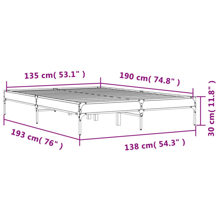 Bed Frame without Mattress Smoked Oak 135x190 cm Double