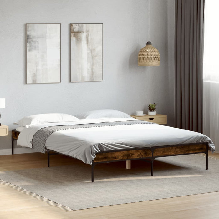 Bed Frame without Mattress Smoked Oak 135x190 cm Double