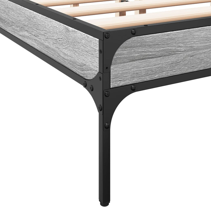 Bed Frame without Mattress Grey Sonoma 135x190 cm Double