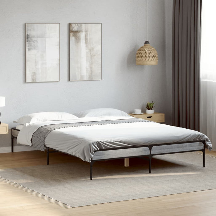 Bed Frame without Mattress Grey Sonoma 135x190 cm Double