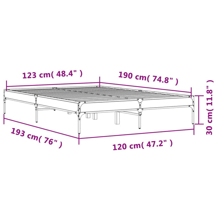 Bed Frame without Mattress Brown Oak 120x190 cm Small Double