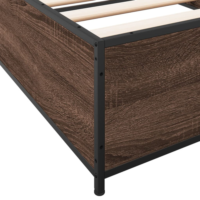 Bed Frame without Mattress Brown Oak 75x190 cm Small Single