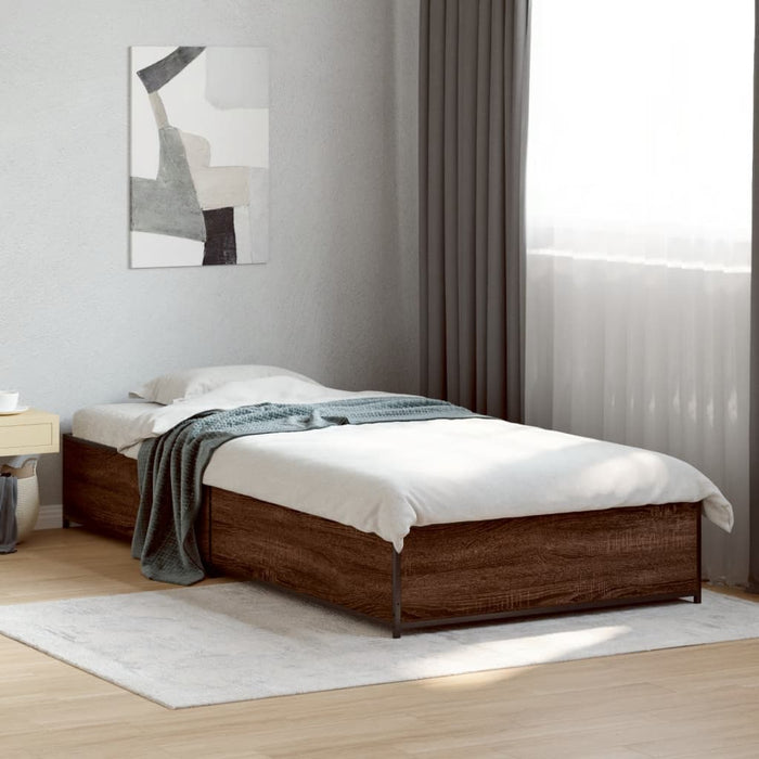 Bed Frame without Mattress Brown Oak 75x190 cm Small Single