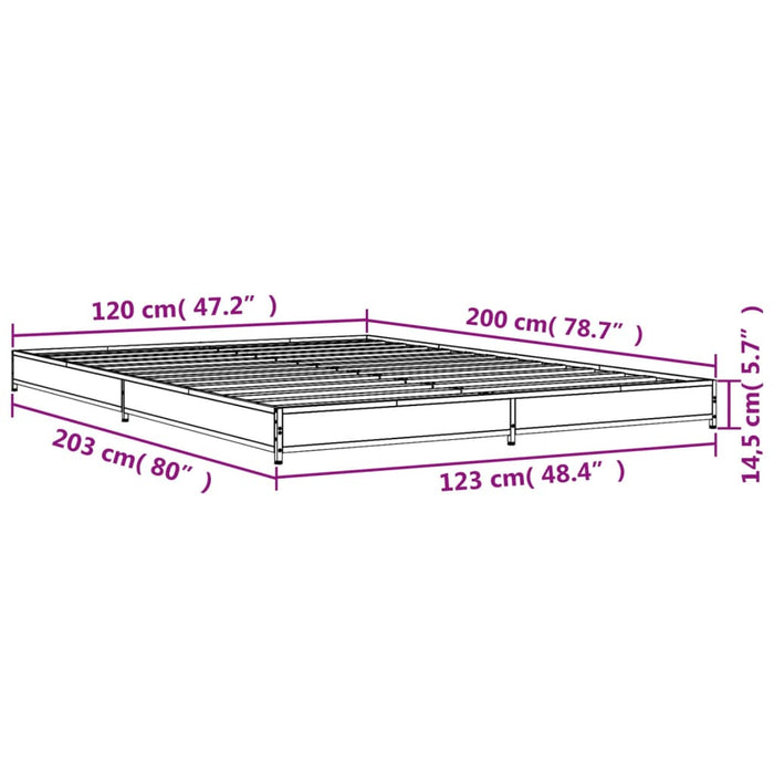 Каркас кровати без матраса Копченый дуб 120x200 см